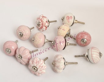 Hand Paint Pink Color Ceramic Door Knobs Hand made Cabinet Knob Dresser Cabinet knob Beautiful knob Drawer knob Kitchen Set Knob