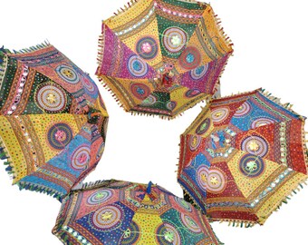 Parapluie de mariage indien, ombrelle de soleil décorative artistique en coton, parapluie de mariage classique (lot de 5)