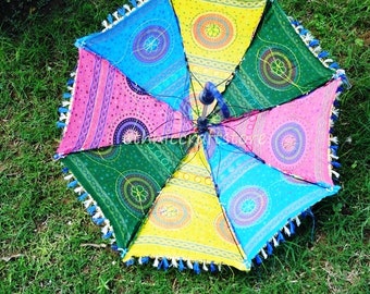 10 PC Lot Indian Umbrella Decorative Wedding Women Cotton Sun Parasol Decorative Embroidered Umbrella Boho hippie
