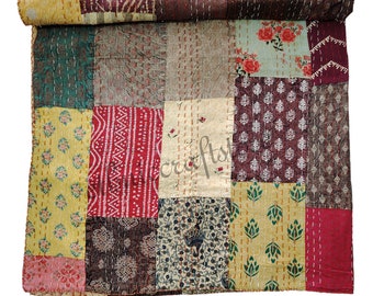 Indian Kantha Quilt Kantha Bedspread Cotton Blanket Gudari Quilt Kantha Boho Hippie Quilt Kantha