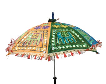 10 Piece Mix Lot Indian Wedding Umbrella Cotton Umbrella Decorative Sun Parasol Elephant Design Umbrella