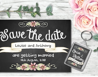 Chalkboard effect save the date card