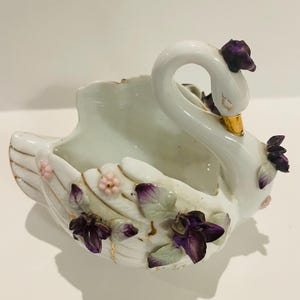Porcelain Swan With Flowers