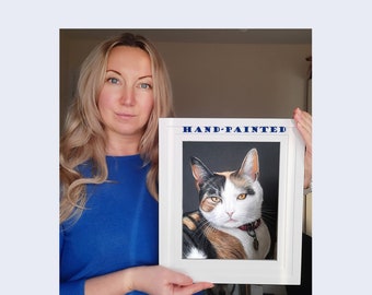 Malowany portret kota, pamiątkowy obraz kota ze zdjęcia, niestandardowy portret zwierzaka, prezent w postaci obrazu kota, spersonalizowany obraz kota, zamówienie sztuki