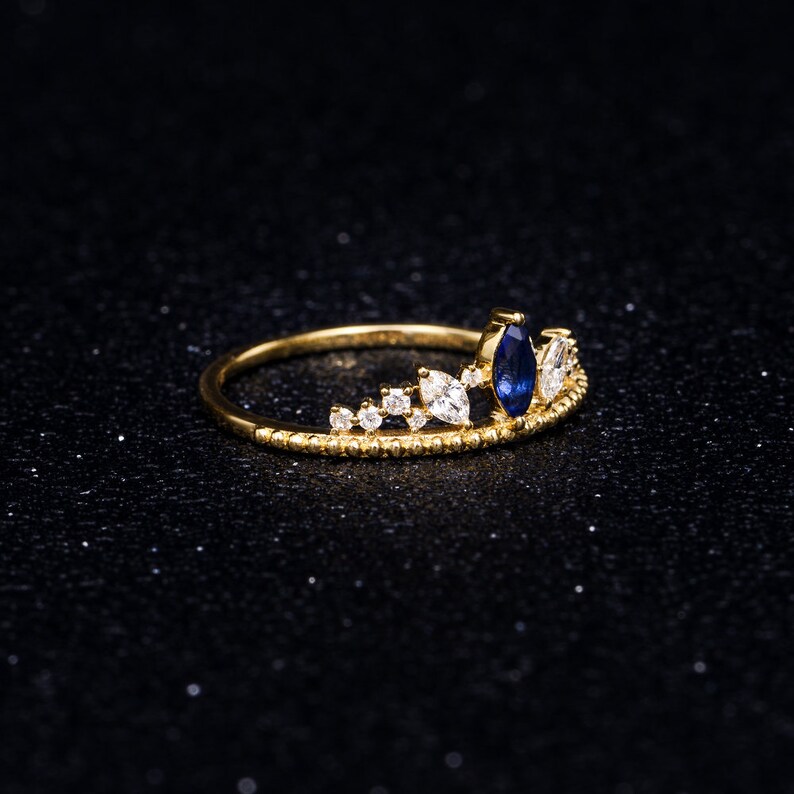 Marquise Sapphire Ring Sapphire Engagement Ring Unique - Etsy