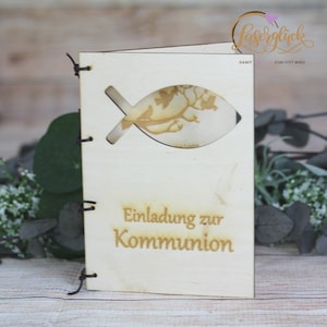 Einladung aus Holz zum klappen