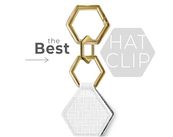 Magnetic Hat Clip: White Vegan Leather & Gold Travel Accessory