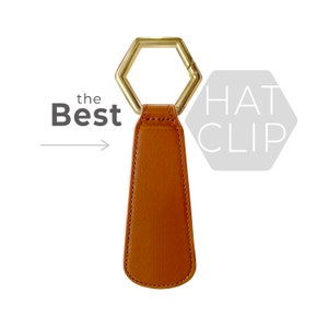 Magnetic Hat Clip for travel - Secure to your bag purse or luggage to carry your hats safely - Leather with gold buckle cap retainer