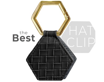 Magnetic Hat Clip for travel - Secure to your bag purse or luggage to carry your hats safely - Black with gold buckle anti-slip cap retainer