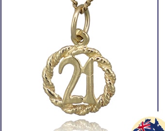 Yellow Gold 21st BIRTHDAY COMMEMORATIVE CHARM Guaranteed Genuine 9ct / 9k Gold