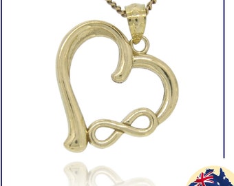 Gelbgold ~ INFINITE LOVE ANHÄNGER ~ Echtes 9 Karat / 9k Gold