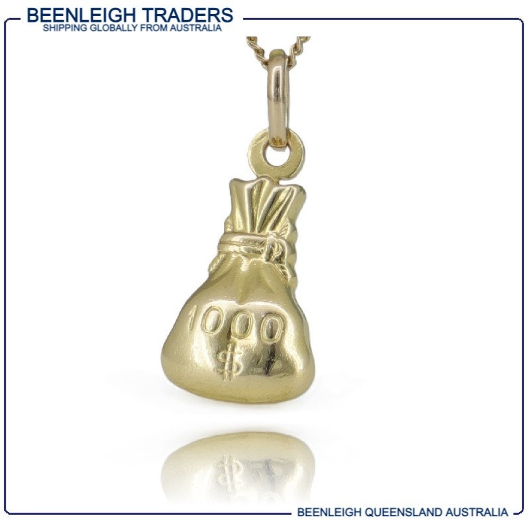 Yellow Gold LUCKY MONEY BAG Charm Guaranteed Genuine Real 9ct / 9k Gold