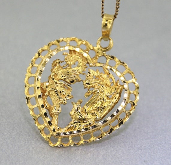 18k Stunning Yellow Gold - Chinese DRAGON & PHOENI