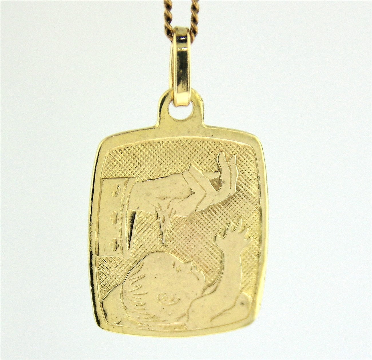 Yellow Gold BAPTISM MEDALLION Genuine 9ct / 9k Gold Etsy