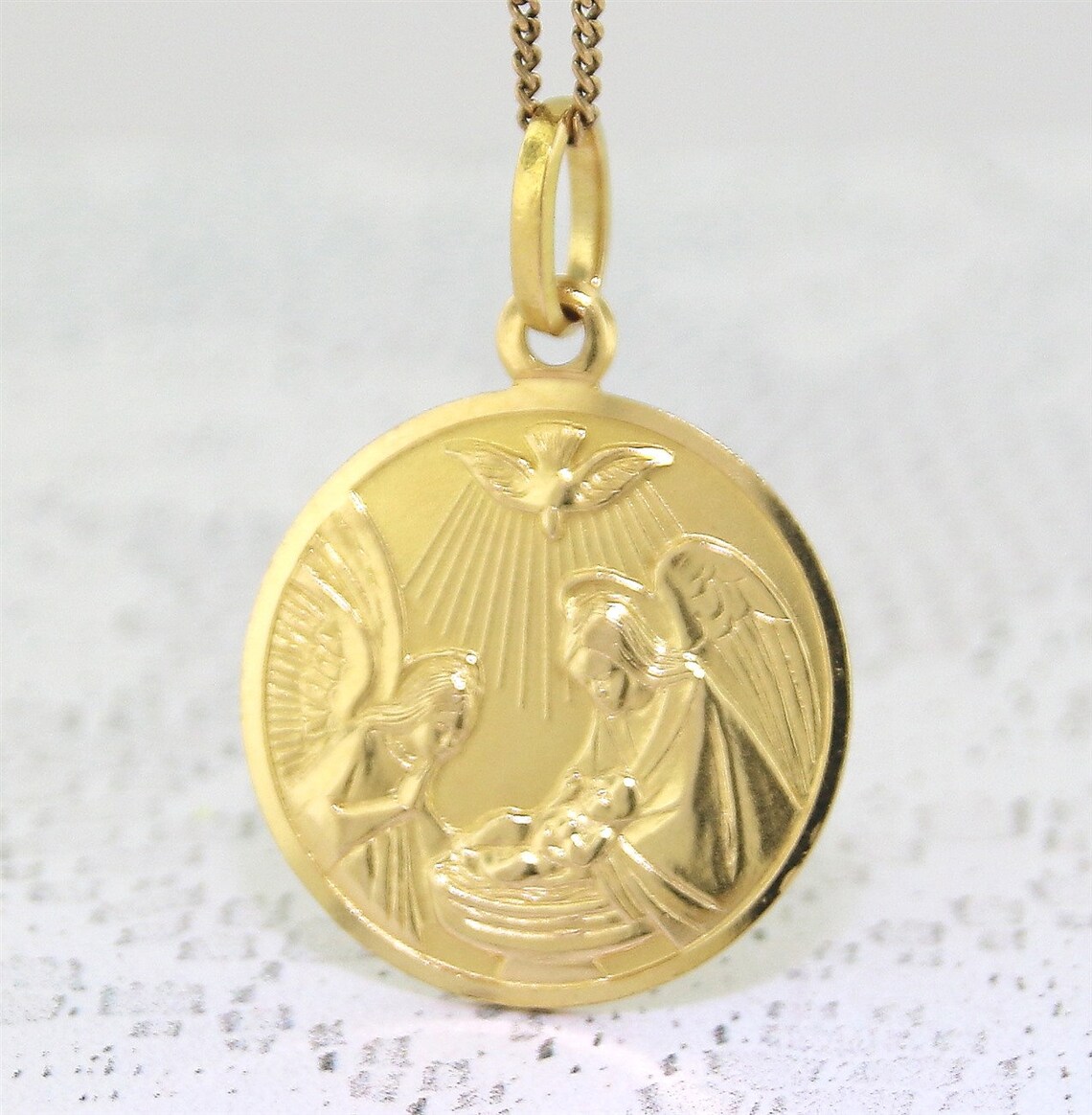 18k Yellow Gold BAPTISM MEDALLION Genuine 18ct / 18k Gold Etsy