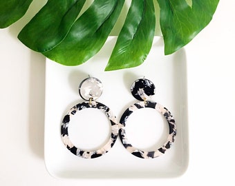 SURPRISE PIE Acrylic Statement Tortoise Shell Earrings Women Fashion Hoop Resin Stud Earrings Gifts Women