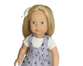 Doll dress "Blue and White"