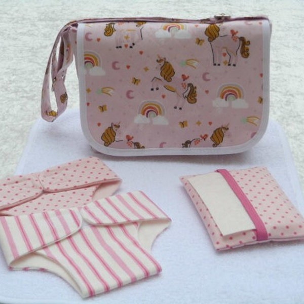 Doll diaper bag "Unicorn pink"