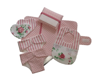 Doll diaper bag "Pink with dots"