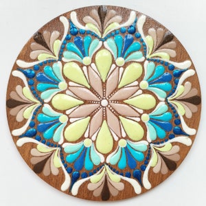 Messaggio di veri amici con mandala dipinto a mano su tavola di legno da 10 cm – per i tuoi cari