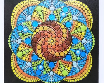 Mandala Spirale Hochwertiges Bild auf Leinwand Wandbild  Keilrahmen Poster 075 