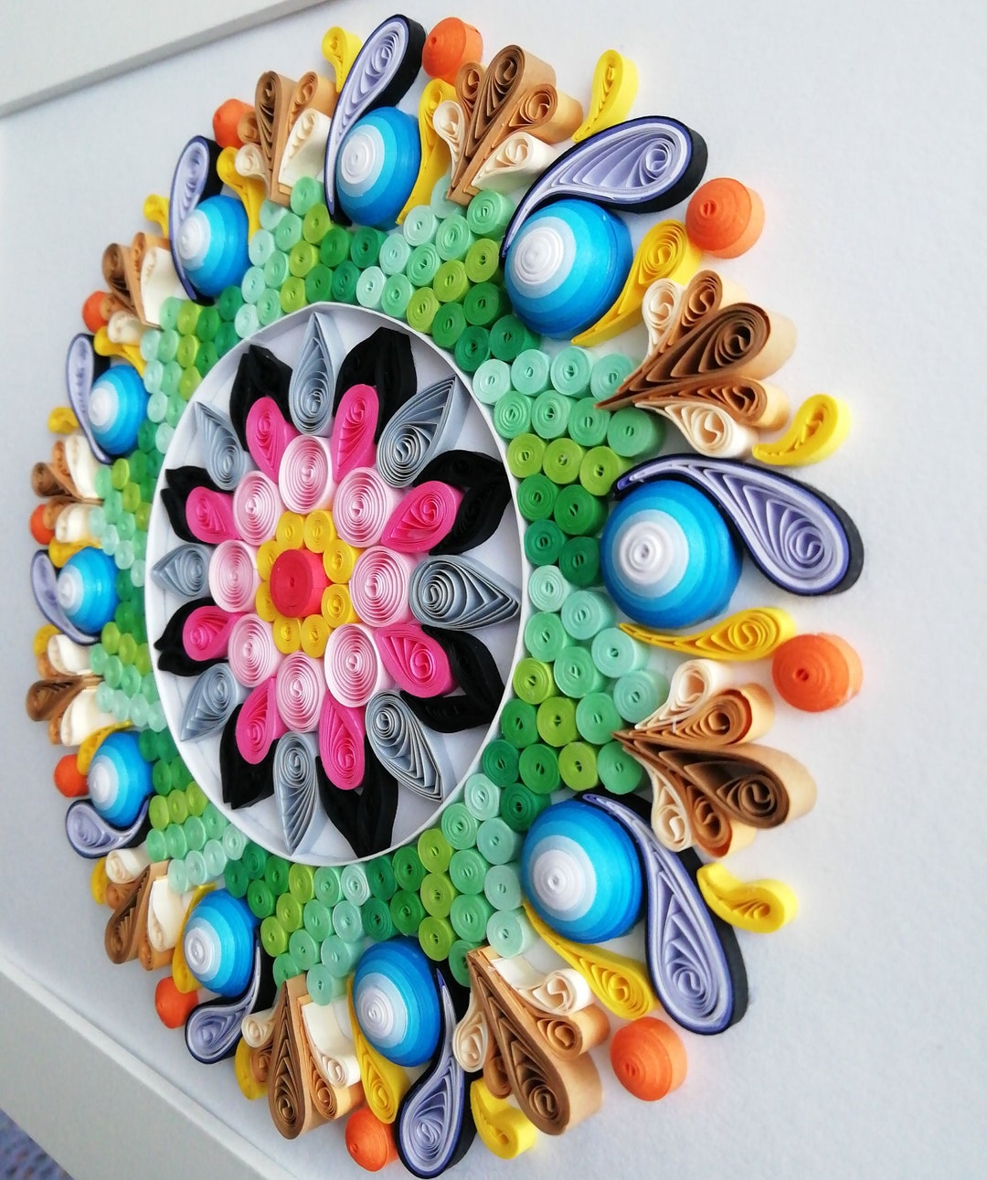 Mandala Quilling Image, Handmade, Paper Art, Wall Decoration 3D Paper