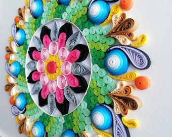 Mandala Quilling Image, Handmade, Paper Art, Wall Decoration 3D Paper Power, Home Deco, Quilling Art, Paper Art, Quilling Flower, Mural