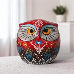 Owl Figurine – Colorful Owl Ceramic Home Decor –Garden Sculpture Owl Gifts, Ceramic Owl Sculpture Owl Decor, Figurine owl, Home Protection