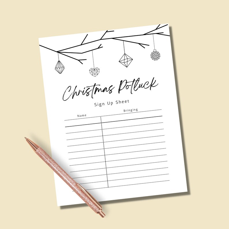Christmas Potluck List Template Black and White Christmas Pot Luck Christmas Potluck List Template Black and White Christmas Pot Luck
