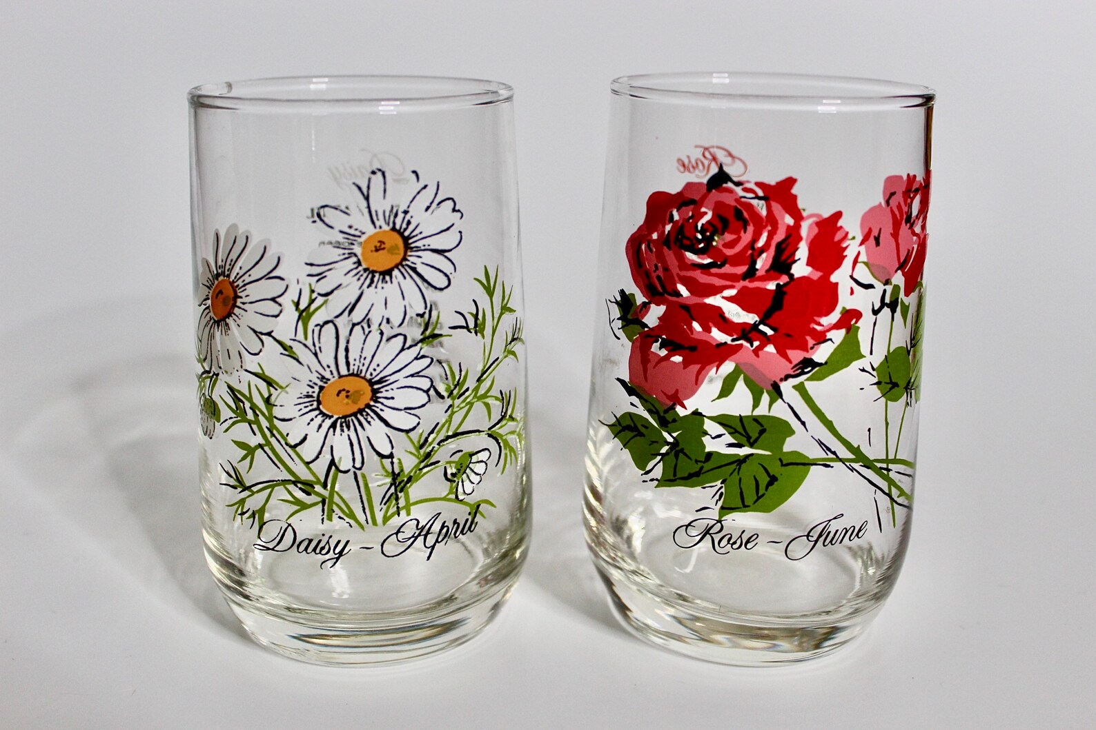 Vintage 12 oz Flower of the Month Drinking Glasses Brockway Etsy
