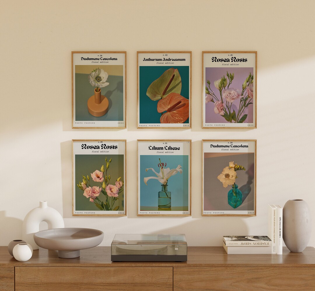 Set of 6 Floral Museum Style Art Digital Download Elegant Flower ...