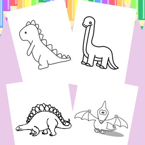 Dinosaurs Coloring Pages, 4 Coloring Pages, Coloring Page For Toddlers, A4, PDF