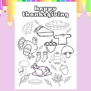 Happy Thanksgiving Coloring Page, Autumn Coloring Page, Thanksgiving coloring page, Holiday Coloring page, A4, PDF