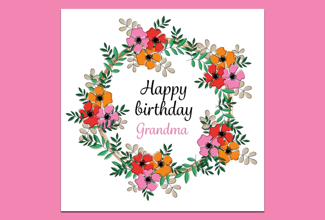 Grandma Birthday Card Flower Birthday Card Grandmas Birthday Happy Grandma Birthday Card Flower Birthday Card Grandmas Birthday Happy