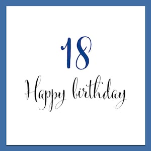 Biglietto di auguri per il 18° compleanno, compleanno di un amico, compleanno, biglietto di auguri per lui, biglietto di auguri per lei, biglietto blu per il 18° compleanno, biglietto di auguri per il 18° compleanno, biglietto per il 18° compleanno
