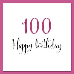 Tarjeta de cumpleaños número 100: Diseño de caligrafía moderna