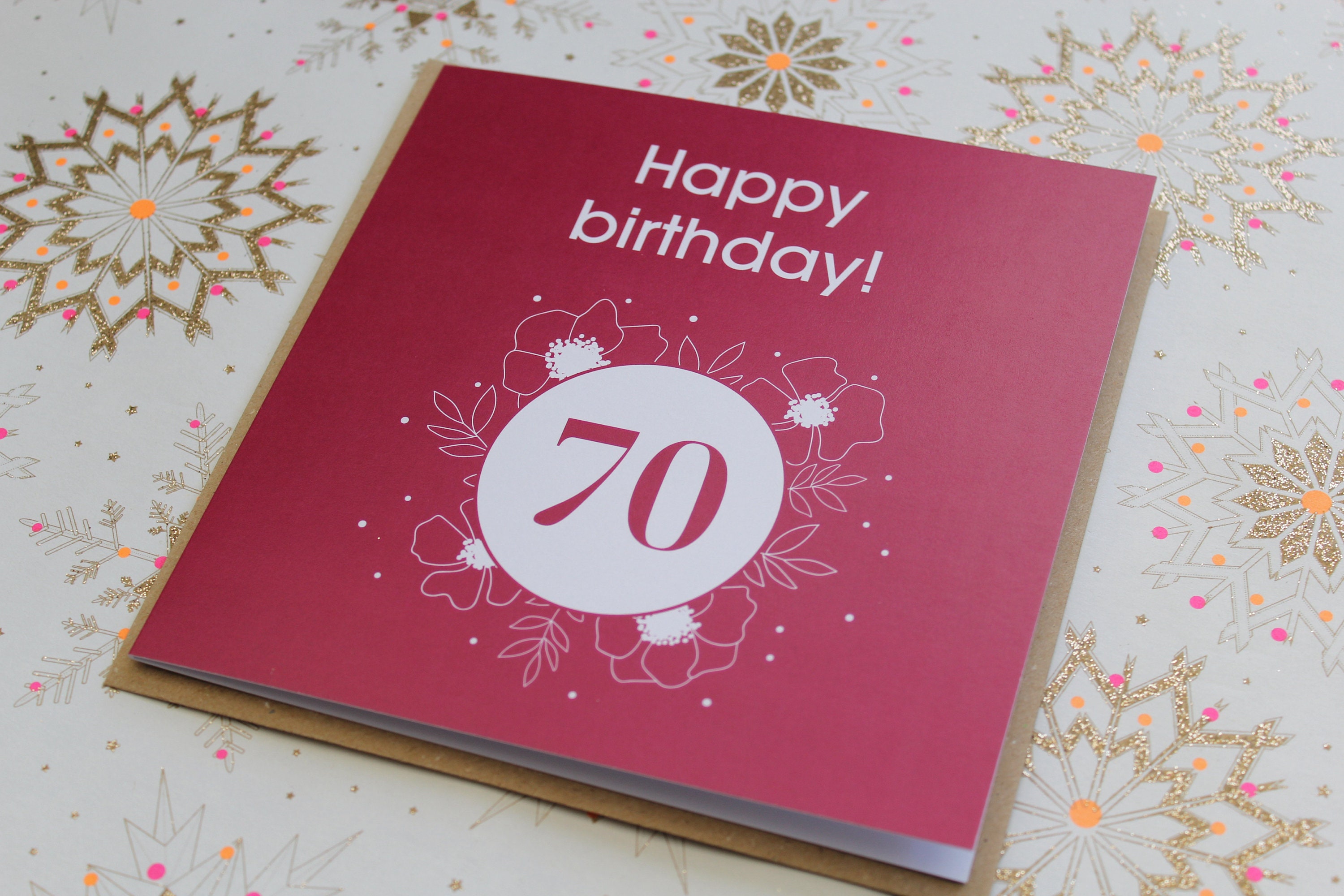 Floral 70th Birthday Card for Her - Etsy