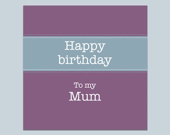 Purple Birthday Card for Mum: Simple Design