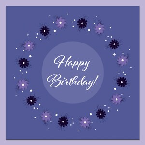 Tarjeta de cumpleaños floral morada: Cumpleaños de un amigo