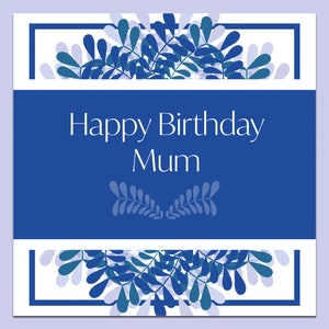 Mama Geburtstagskarte, Blume Geburtstagskarte blau, Mamas Geburtstag, alles Gute zum Geburtstag, Grußkarte, Mama Karte, Blume Karte, blau Blume Karte