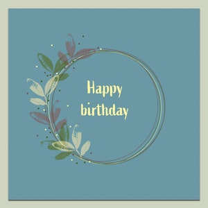 Blaue Blumen alles Gute zum Geburtstagkarte, blaue Geburtstagskarte, blumige Geburtstagskarte, Karte für sie, Natur inspirierte Karte, Blattmuster, Geburtstagskarte
