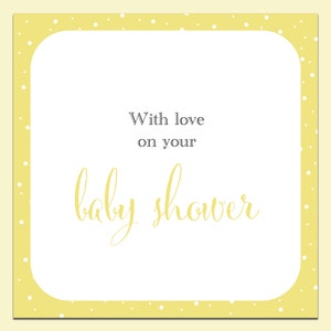 Gelbe Baby Shower Karte: Gender Neutral Design