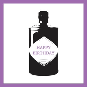 Gin birthday card, gin bottle, happy birthday, handmade card, illustration, gin birthday card, minimal, friends birthday, card, gin bottle