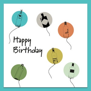Carte de gin, carte d'anniversaire, carte d'anniversaire de gin, joyeux anniversaire, carte de bouteille de gin, carte d'amateur de gin, carte de gin pour lui, carte de gin pour elle,