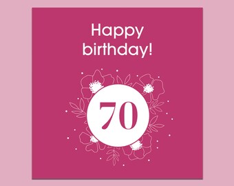 Carte du 70e anniversaire, joyeux 70e anniversaire, anniversaire d’amis, carte d’anniversaire pour elle, 70e carte, bonne 70e carte, 70e carte pour elle, 70 carte