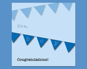 It's a boy card, baby boy, congratulations, new baby, expecting card, baby card, blue, baby shower, boys card, baby blue card