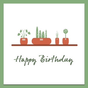 Cactusverjaardagskaart, plantverjaardagskaart, sappige kaart, bloemverjaardagskaart, gelukkige verjaardagskaart, wenskaart, cactus, planten, groen