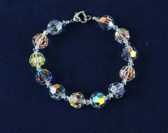 Raindrops Swarovski Crystal Bracelet w/ Solid Sterling Silver Heart Clasp by BorkasJewels
