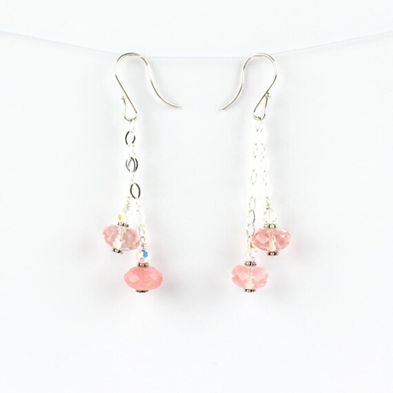 Boho Earrings,Handmade Earrings,Hippie earrings,Small earrings Cherry Quartz earrings