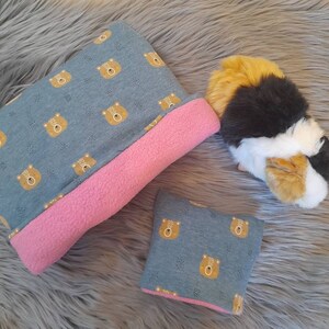 Kuschelhöhle/Mini-Kuschelhöhle Blau Bär Polarfleece pink /Meerschweinchen/Ratte/Frettchen/Maus/Hamster/Nager